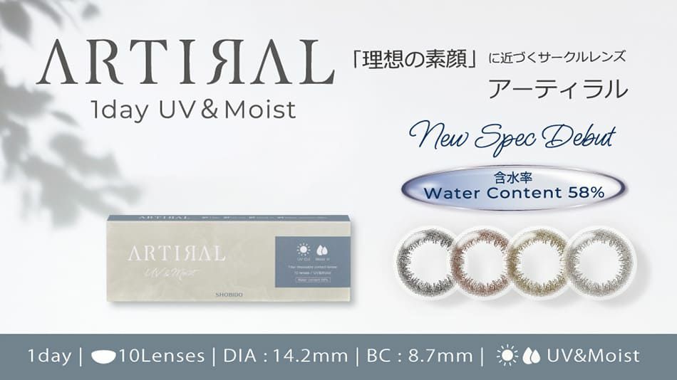 アーティラル ワンデー UV＆Moist（58%）【10枚入】バナー画像