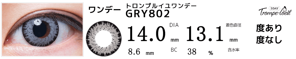 トロンプルイユワンデー　GRY802(グレー)