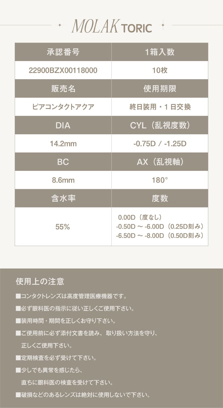 モラク トーリック ワンデー商品情報画像