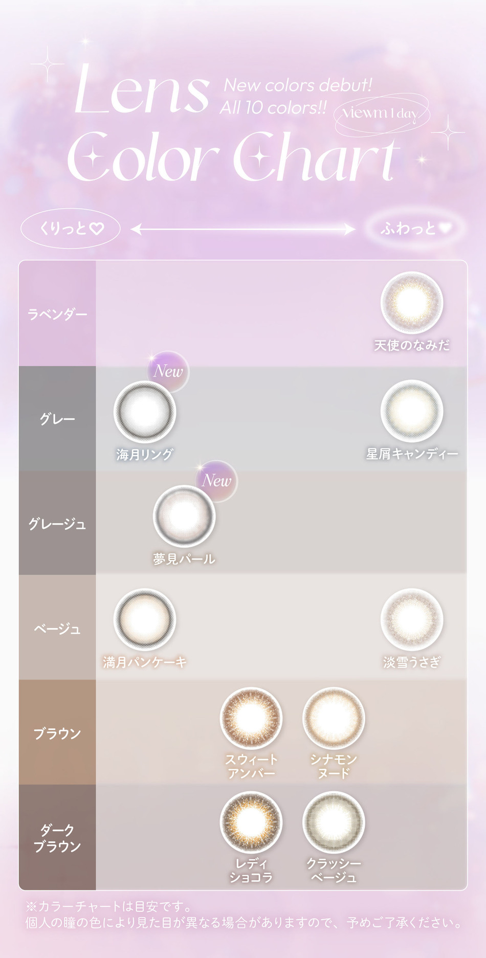 ビュームワンデー カラーチャート