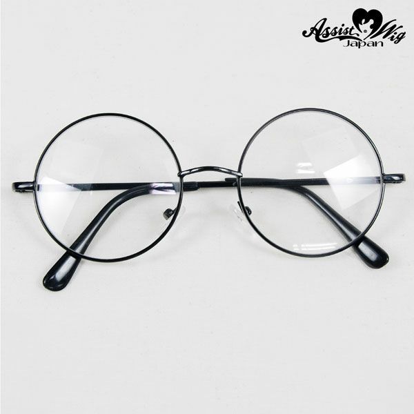 フレームあり丸メガネ（めがね/眼鏡） ブラック商品写真2|コスプレカラコン通販アイトルテ