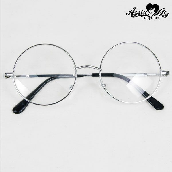フレームあり丸メガネ（めがね 眼鏡） シルバー商品写真2|コスプレカラコン通販アイトルテ