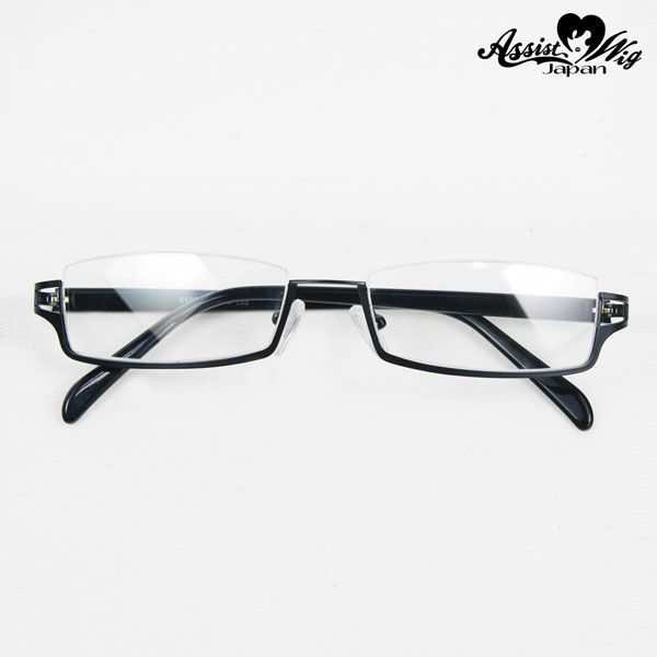 ハーフフレームメガネ（めがね/眼鏡） ブラック商品写真2|コスプレカラコン通販アイトルテ