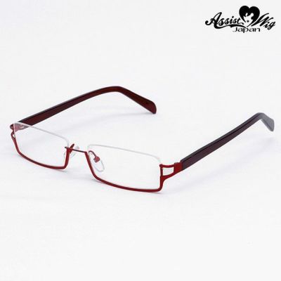 【極美品、レア】中村製眼鏡 レッドフレーム メガネ ハーフフレームメガネ（めがね/眼鏡） レッド|コスプレカラコン通販