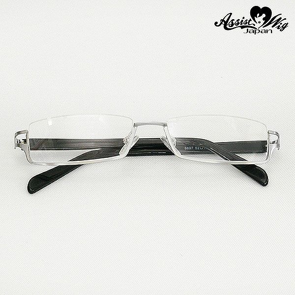 ハーフフレームメガネ（めがね 眼鏡） シルバー商品写真2|コスプレカラコン通販アイトルテ