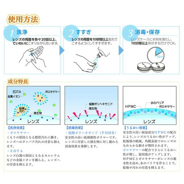 医薬部外品 スリムケア(ソフトコンタクトレンズ用洗浄液)120ml製品特徴画像|コスプレカラコン通販アイトルテ